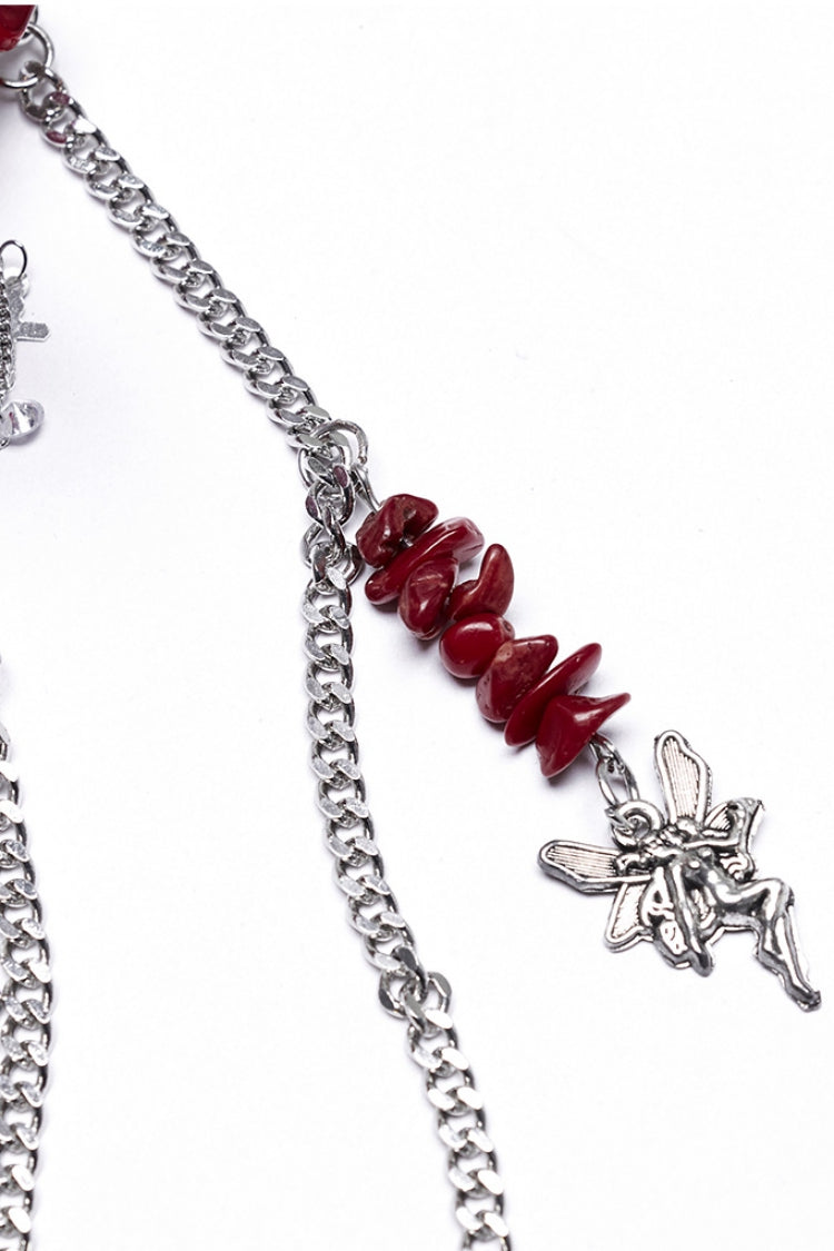 Red Irregular Women's Gothic Crystal Cross Headwear