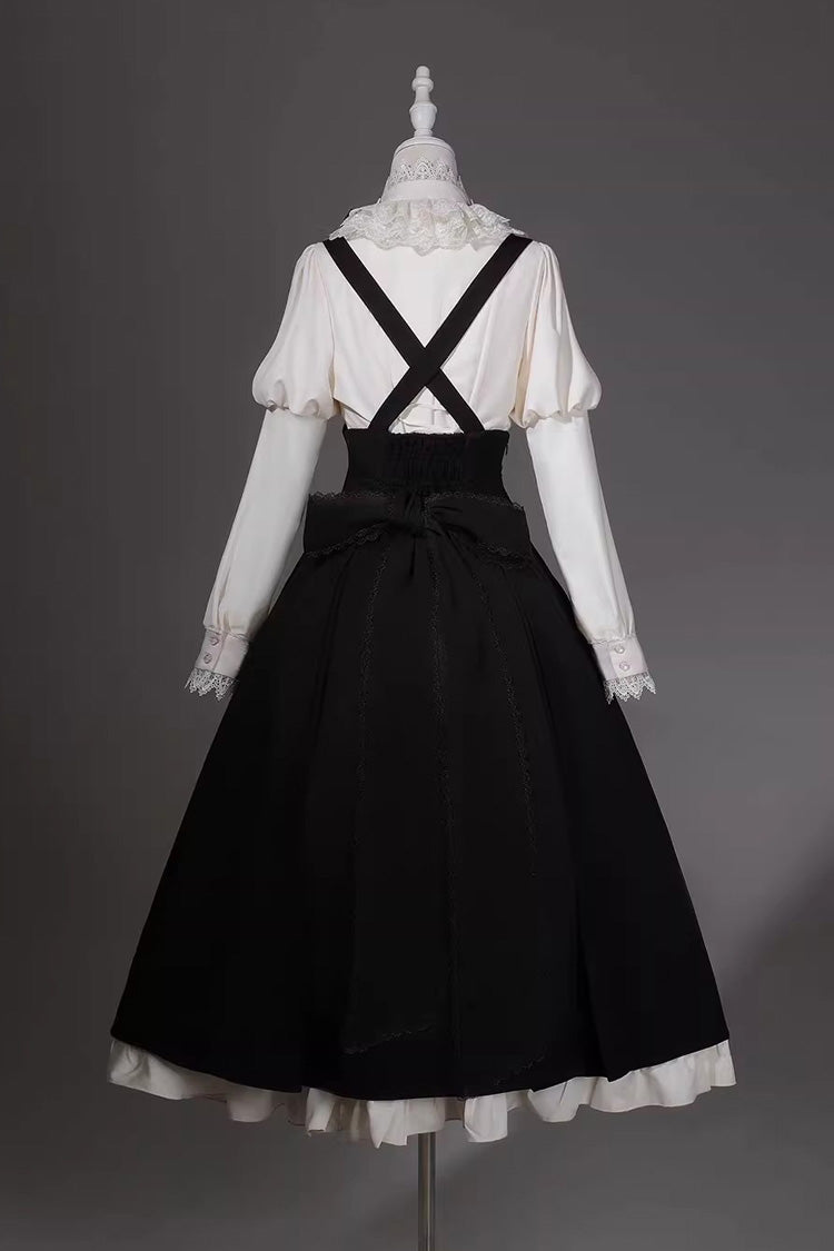 Black/White [Violin Variations] Ruffled Embroidered Gothic Lolita Jumper Dress Set