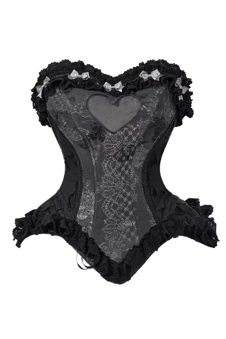Black [Cupid’s Magic Box] Heart Ruffle Embroidery Bowknot Lace Fishbone Gothic Elegant Lolita Vest