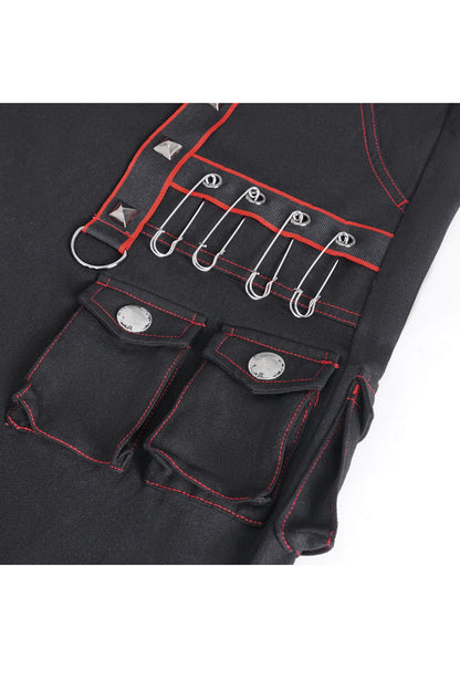 Black Stitching Men's Gothic Trumpet Pants