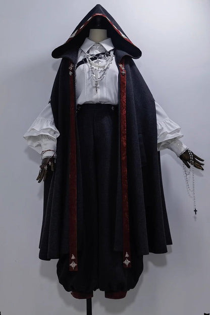 Black [Sacred Vow] Print Hooded Vintage Elegant Prince Handsome Ouji Lolita Cloak