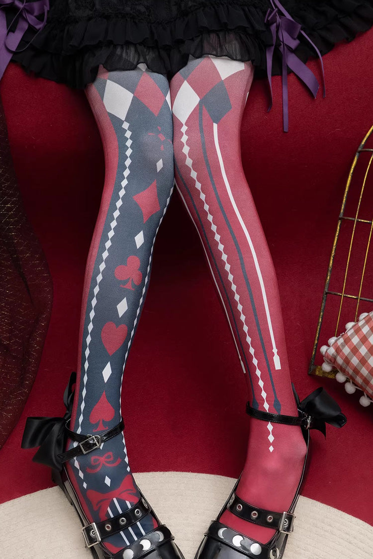 [Alice in Wonderland] Poker Printed Gothic Lolita Tights 5 Colors