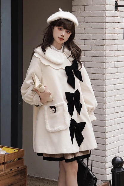 Ivory Petal Collar Long Sleeves Autumn Winter Sweet Princess Lolita Coat