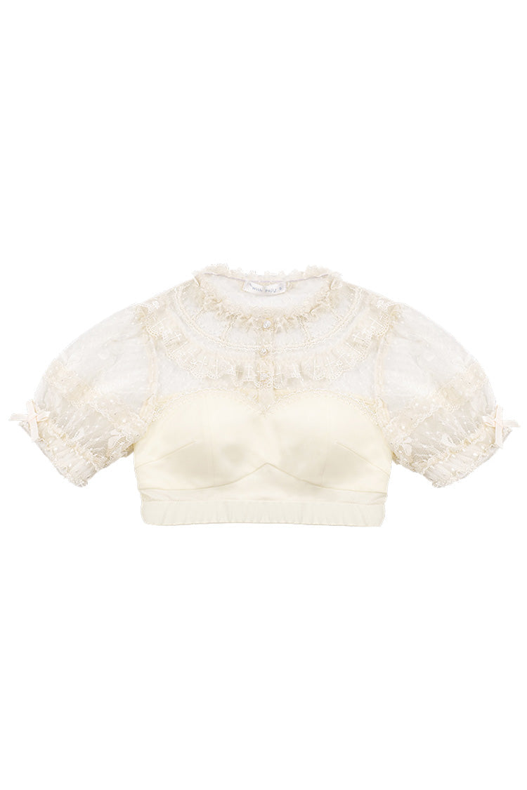 Detachable Pad Puff Sleeves Sweet Lolita Short Shirt 3 Colors