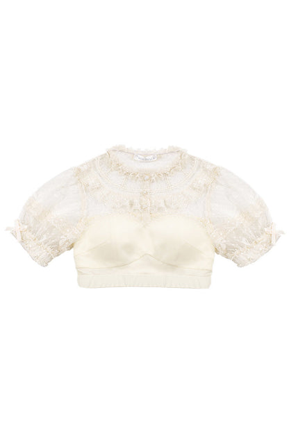 Detachable Pad Puff Sleeves Sweet Lolita Short Shirt 3 Colors