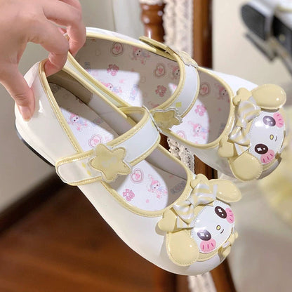 Cute Bunny Bowknot Round-Toe Low Heel Sweet Lolita Mary Jane Shoes 3 Colors