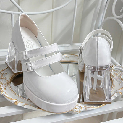 Gothic Sweet Lolita Cross-Shaped Transparent Block Heel Shoes