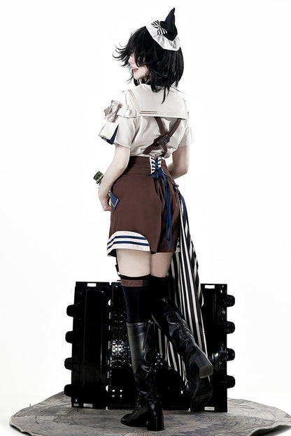 Brown [Inventor of Wonderful Equipment] Ouji Punk Cool Lolita Bib Shorts
