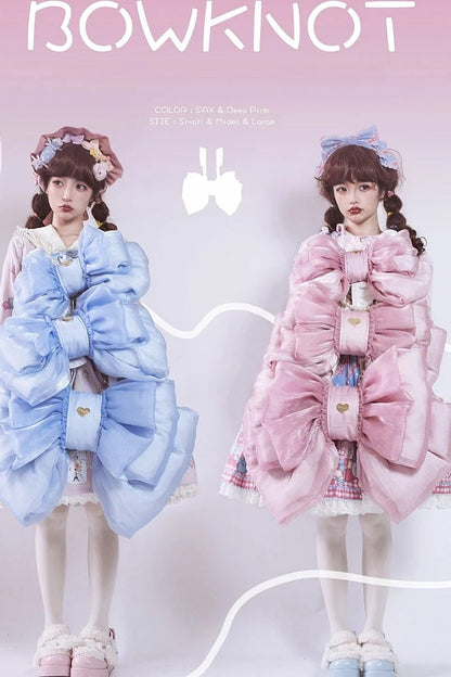 Blue Big Bowknot Metal Heart Nameplate Lolita Backpack