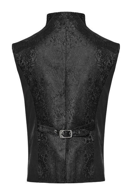 Black Sleeveless Eyelets Buckle-up Lace-Up Men's Gothic Vest