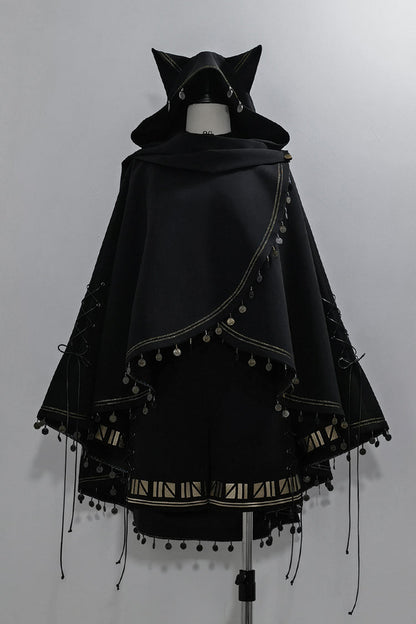 Black [Black Cat] Print Embroidery Ouji Gothic Vintage Prince Handsome Lolita Shorts
