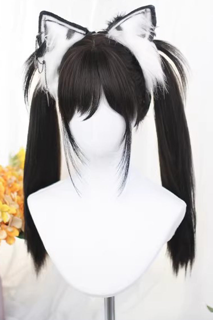 Black Tea Brown Special Bangs Sweet Daily Lolita Long Straight Wig