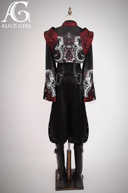 [Bone Dragon] Long Sleeves Print Ouji Fashion Classic Lolita Coat 2 Colors
