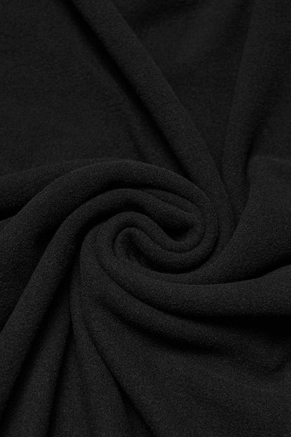 Black Round Collar Long Sleeves Buckled Strappy Pleated Eyelet Men's Punk Top