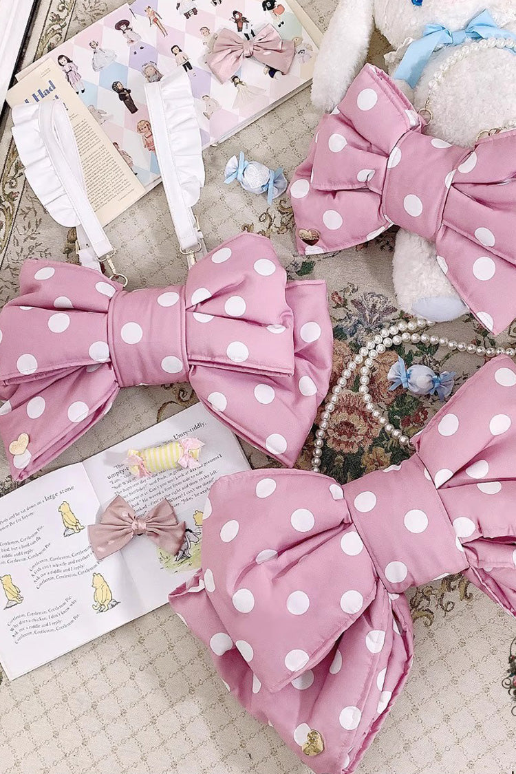 Pink/White Polka Dot Print Bowknot Shaped Sweet Lolita Backpack