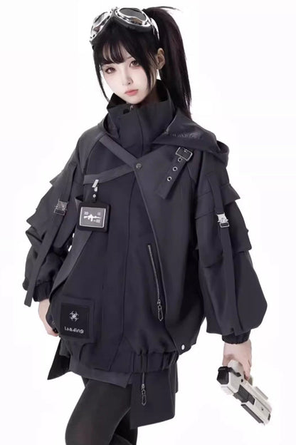 Black [Retrograde Orbit] Long Sleeves Gothic Ouji Lolita Skirt Coat Set