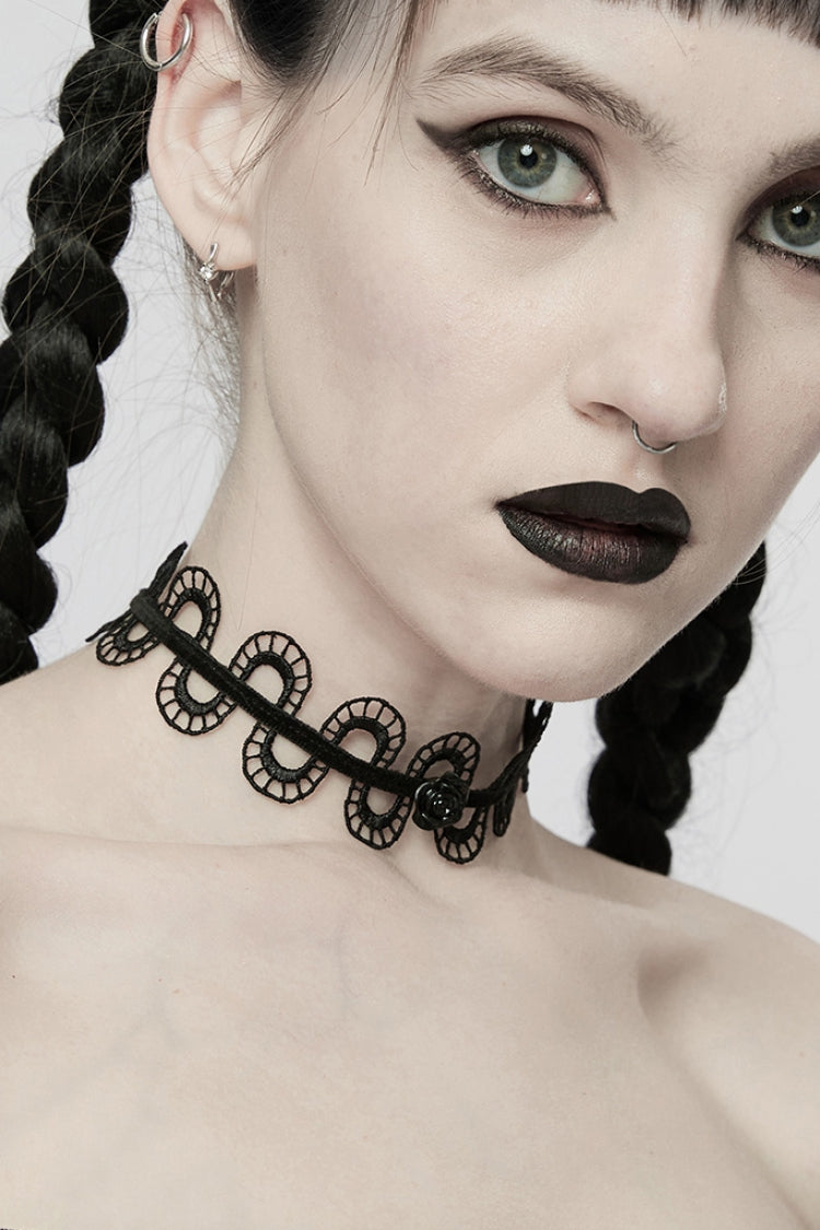Black Rose Snakelike Hollow Women's Gothic Choker