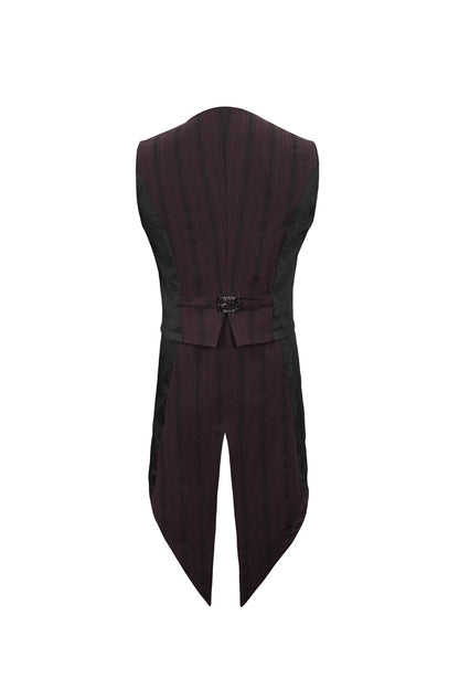 Red Retro Micro-Elastic Thick Stripe Stitching Three-Dimensional Texture Detachable Men's Punk Swallowtail Vest