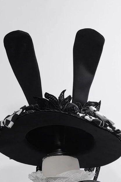 Black Rabbit Theater Jacquard Version Ouji Lolita Rabbit Ear Hat