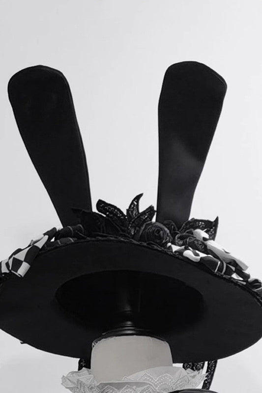 Black Rabbit Theater Jacquard Version Ouji Lolita Rabbit Ear Hat