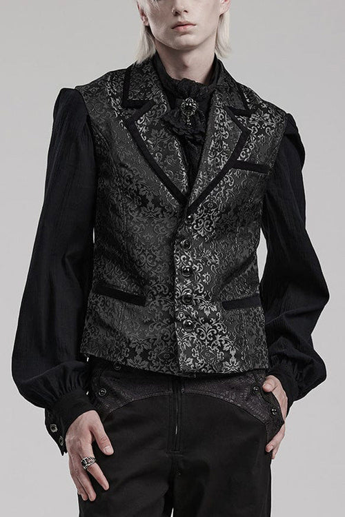 Men's V Collar Sleeveless Print Luxury Gem Four Button Stitching Gothic Vest 2 Colors