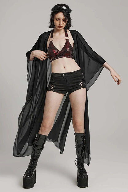 Translucent Loose Ruffle Braided Rope Belt Womens Elegant Gothic Shawl 3 Colors