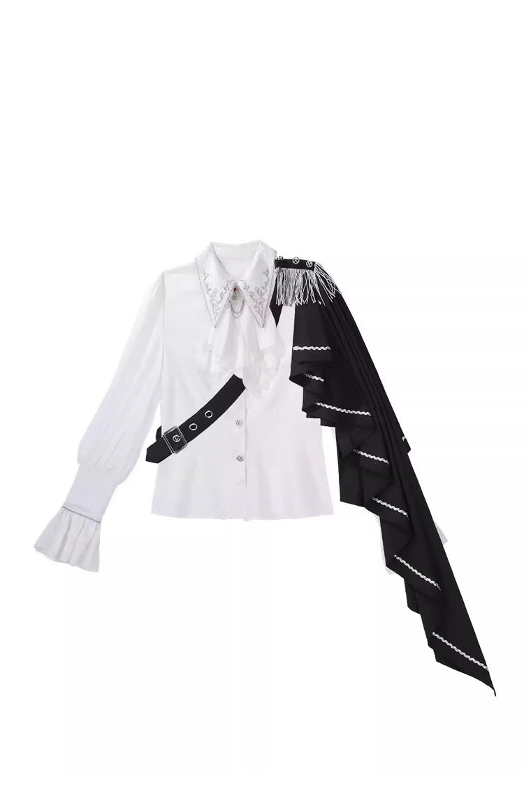 Black/White Embroidery Asymmetric Gothic Prince Handsome Ouji Lolita Set