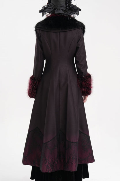 Black/Red Cross Long Sleeves Lace Women's Gothic Long Coat