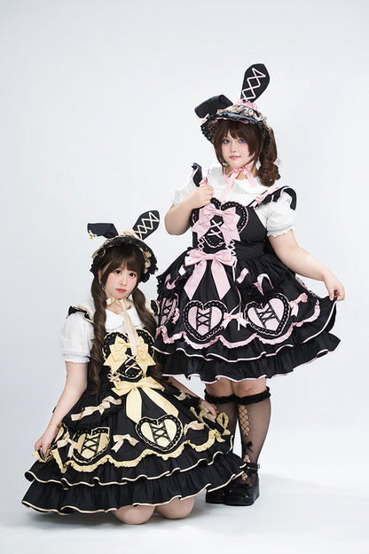 Black/Gold [Frosted Sugar Gift Box] Sleeveless Ruffle Bowknot Sweet Plus Size Princess Lolita Jsk Dress