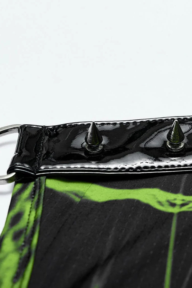 Halo Print Sleeveless Stitching Mesh Rivets Mens Steampunk T-Shirt 2 Colors