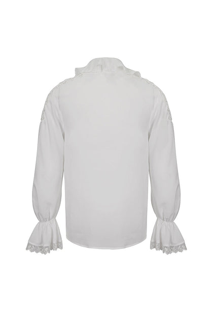 White Ruffled Collar Puff Sleeved Men's Gothic Shirt