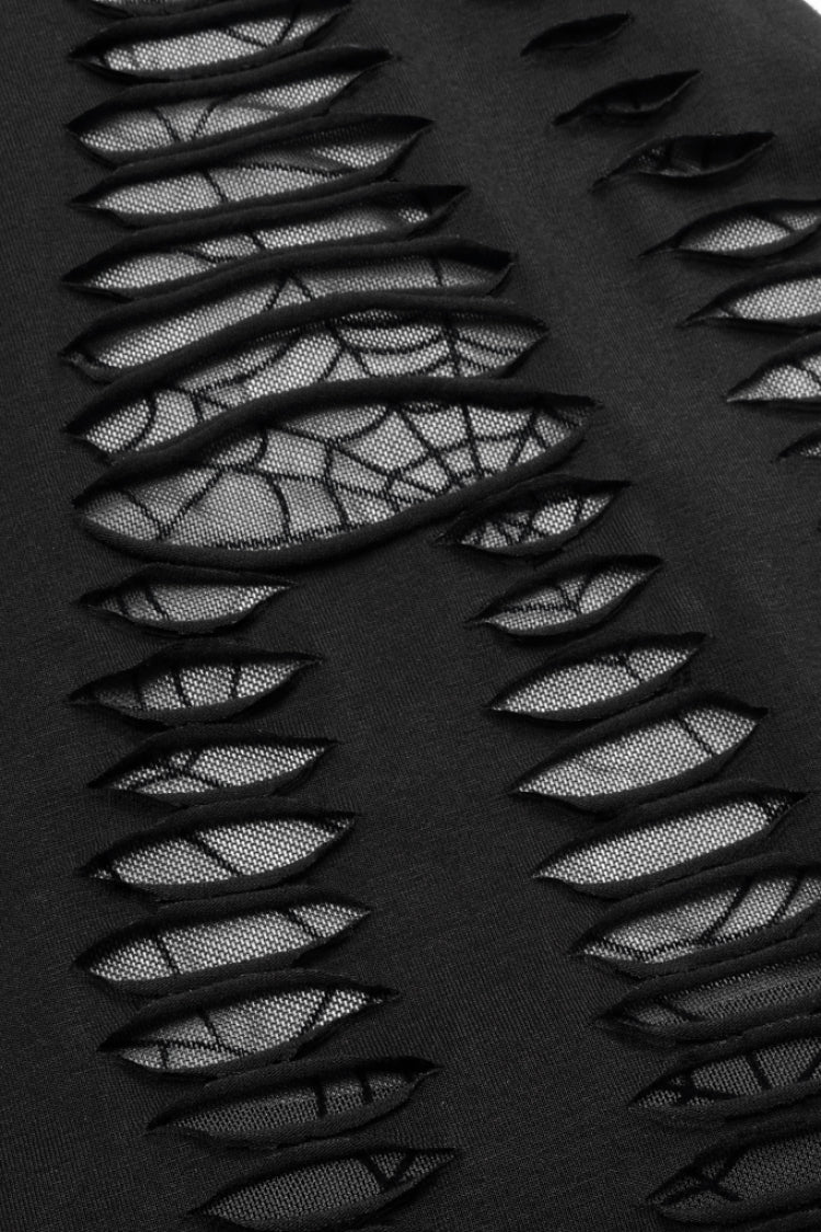 Sleeveless Spider Print Hollow Stitching Ripped Women's Steampunk Vest 3 Colors