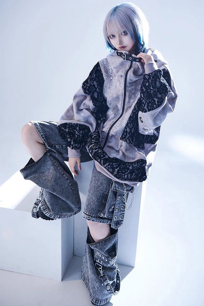 Jirai Kei Rivet Punk Japanese Straight-Leg Jeans Pants 2 Colors