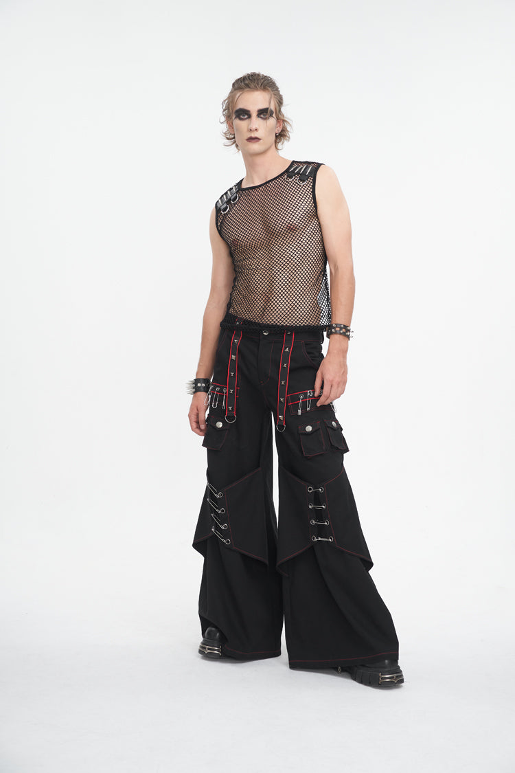 Black Stitching Men's Gothic Trumpet Pants