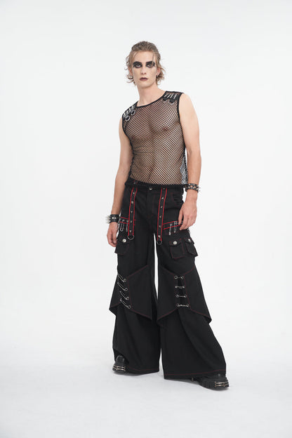 Black Stitching Men's Gothic Trumpet Pants