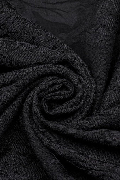 Black Stand Collar Long Puff Sleeves Jacquard Print Mens Gothic Blouse with Necktie