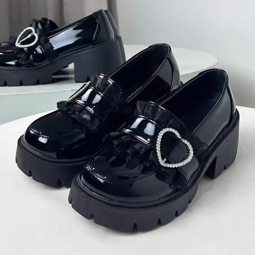 Heart Rhinestone Jirai Kei Elegant Lolita Platforms 3 Colors