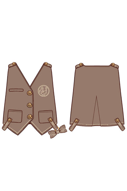 Brown Detective Goose Rivet Buttons Ouji Lolita Vest