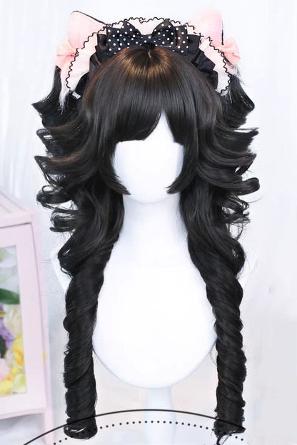 Ringlet Curls Sweet Lolita Wig with Blunt Bangs 3 Colors