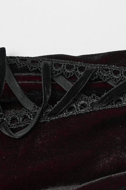Black/Red Doll Collar Long Sleeves Gradient Embroidery Women's Gothic Prom Dress