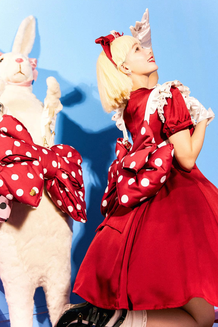 Red/White Polka Dot Print Bowknot Shaped Sweet Lolita Backpack