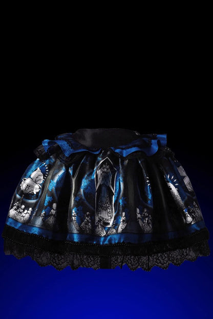 Blue [Dark Moon Corridor] Print Embroidery Gothic Lolita Dress Skirt