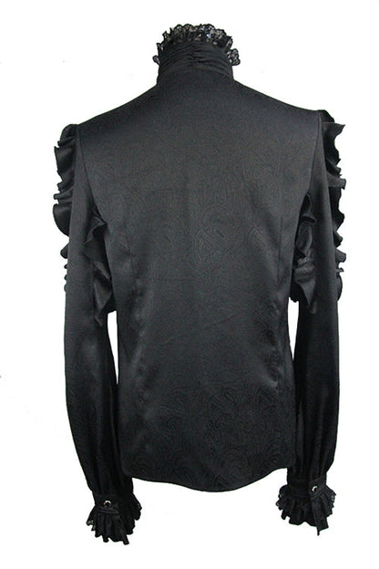 Black Vampire Ruffled Sleeves Mens Gothic Blouse