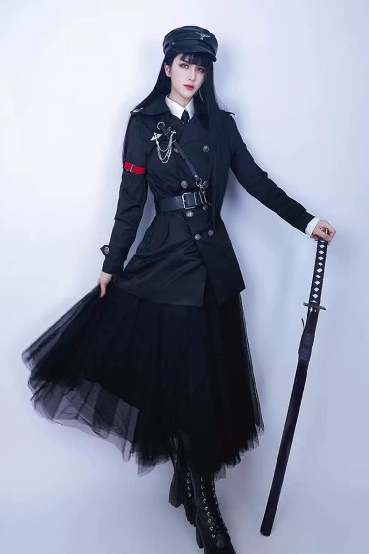 Black [The Judge] Long Sleeves Gothic Military Handsome Ouji Lolita Coat