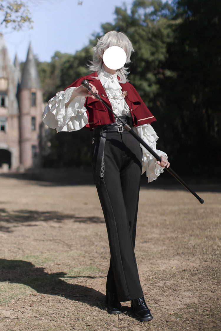 Black [Day and Night Song] Long Sleeves Ruffle Ouji Gothic Lolita Skirt Blouse