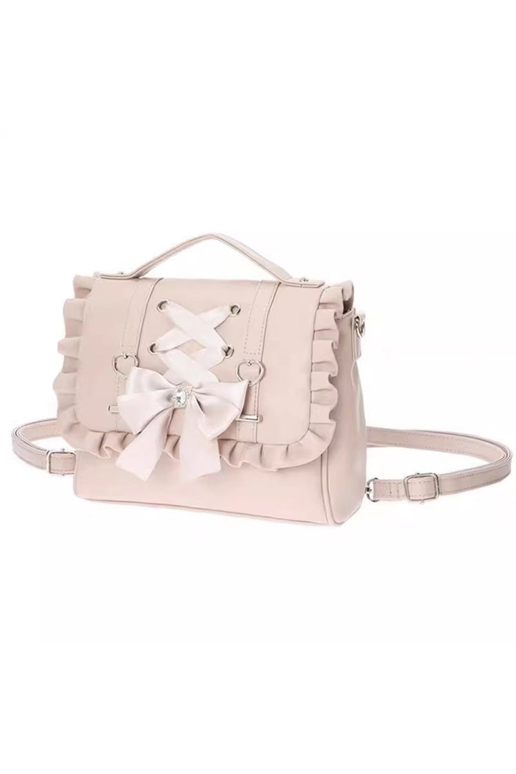 Sweet Ruffle Bowknot Lace-Up Lolita Handbag 3 Colors