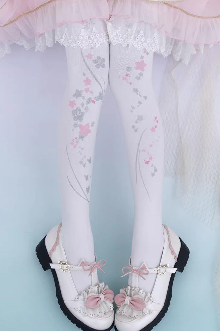 [Peach Blossom Fragrance] Printed Sweet Chinese Style Gorgeous Lolita Tights 4 Colors