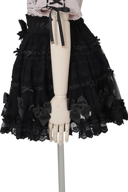 Sweet Ruffle Bowknot Lace Plus Size Japanese Lolita Skirt 3 Colors