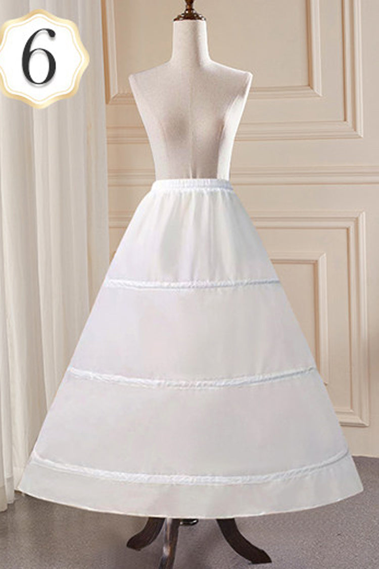 White Multi-Layered Hanayome Fishbone Sweet Lolita Long Petticoat