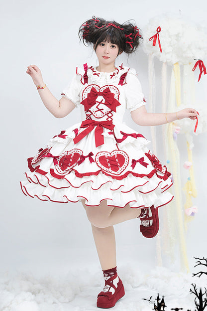 Red/White [Frosted Sugar Gift Box] Sleeveless Ruffle Bowknot Sweet Plus Size Princess Lolita Jsk Dress